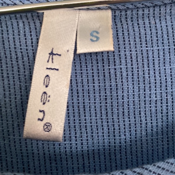 KLEEN Linen blend Tank Dress S Midi Long Stripe Black blue Lagenlook artsy - Picture 3 of 7